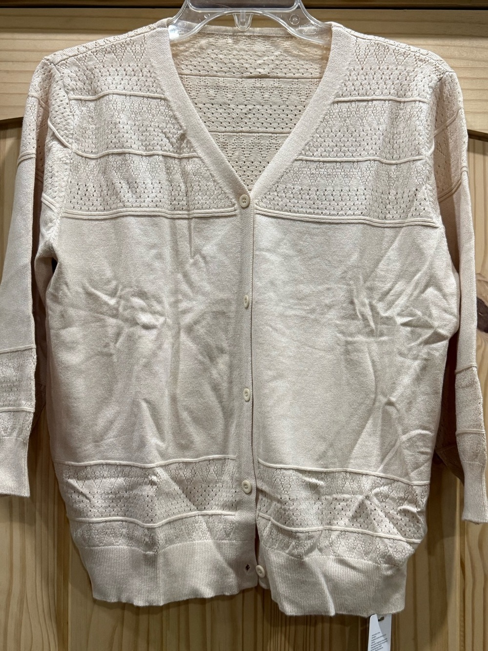 Light Cream V-Neck‎ Button Cardigan Sweater